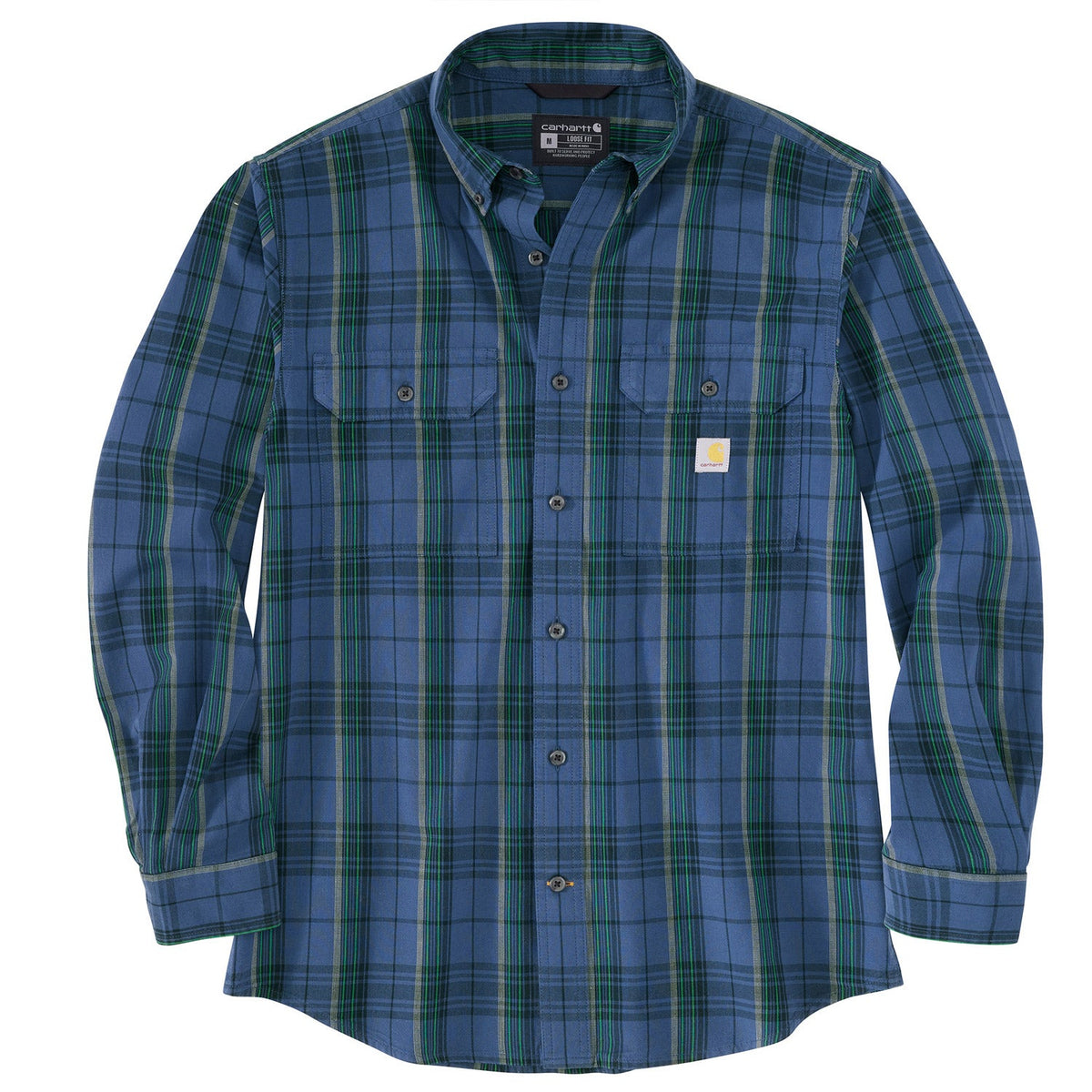 Carhartt Men's Midweight Chambray Button-Down Long Sleeve Work Shirt Work Shirts Carhartt Dark Blue 2XL Reg