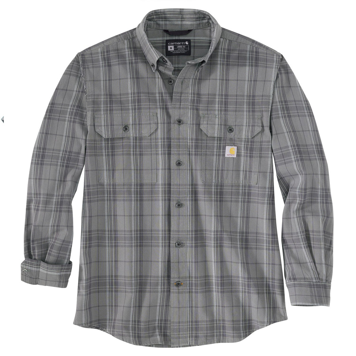 Carhartt Men's Midweight Chambray Button-Down Long Sleeve Work Shirt Work Shirts Carhartt Steel 2XL Reg