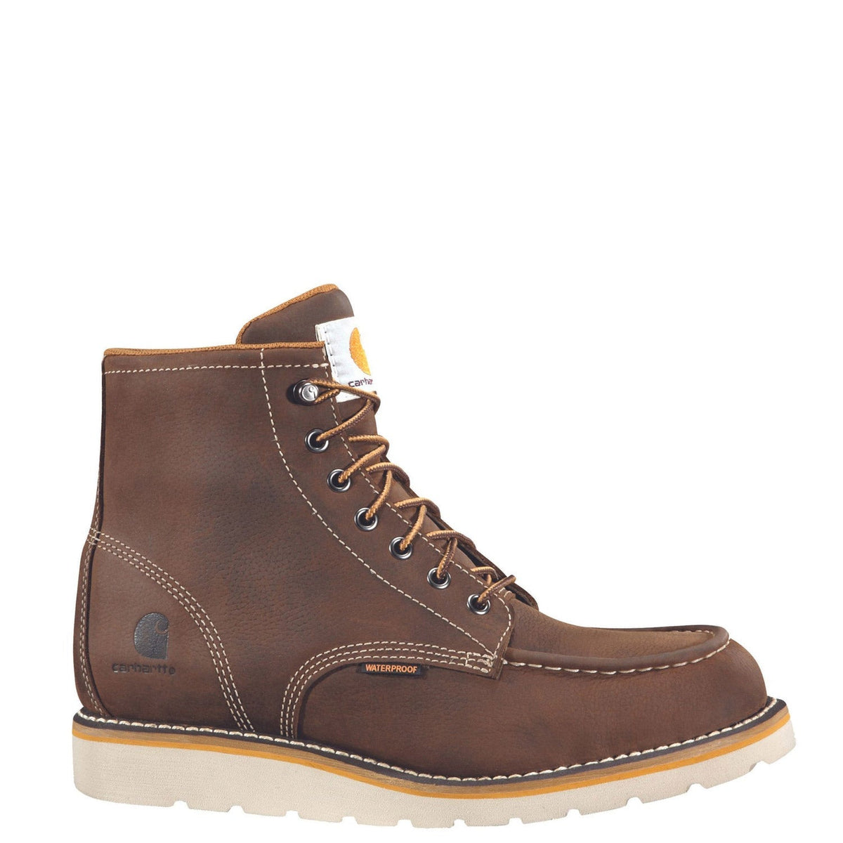 Carhartt Men's Waterproof 6" Moc Toe Wedge Boot Work Boots Carhartt Dark Bison Oil Tanned 10 M