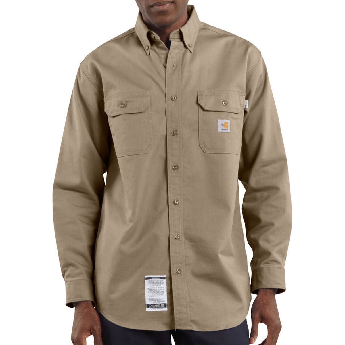 Carhartt Men's Flame Resistant Classic Twill Work Shirt Work Shirts Carhartt Khaki 2XL Reg