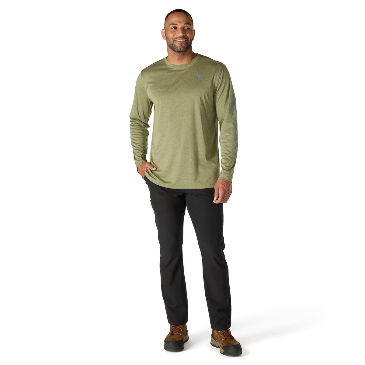 Carhartt Men's Force Sun Defender Lightweight Long Sleeve Logo T-Shirt Long Sleeve T-Shirts Carhartt