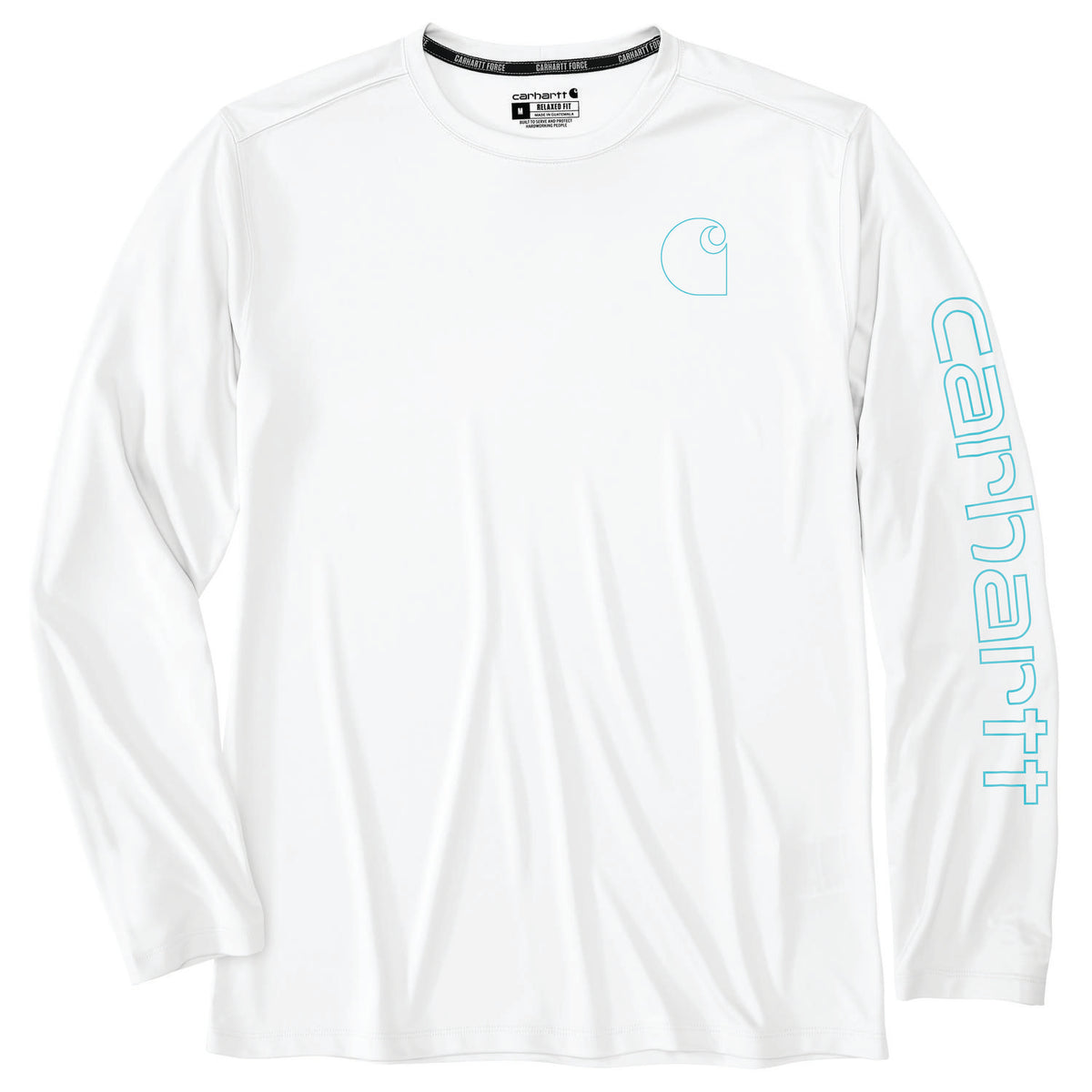 Carhartt Men's Force Sun Defender Lightweight Long Sleeve Logo T-Shirt Long Sleeve T-Shirts Carhartt White 2XL Reg