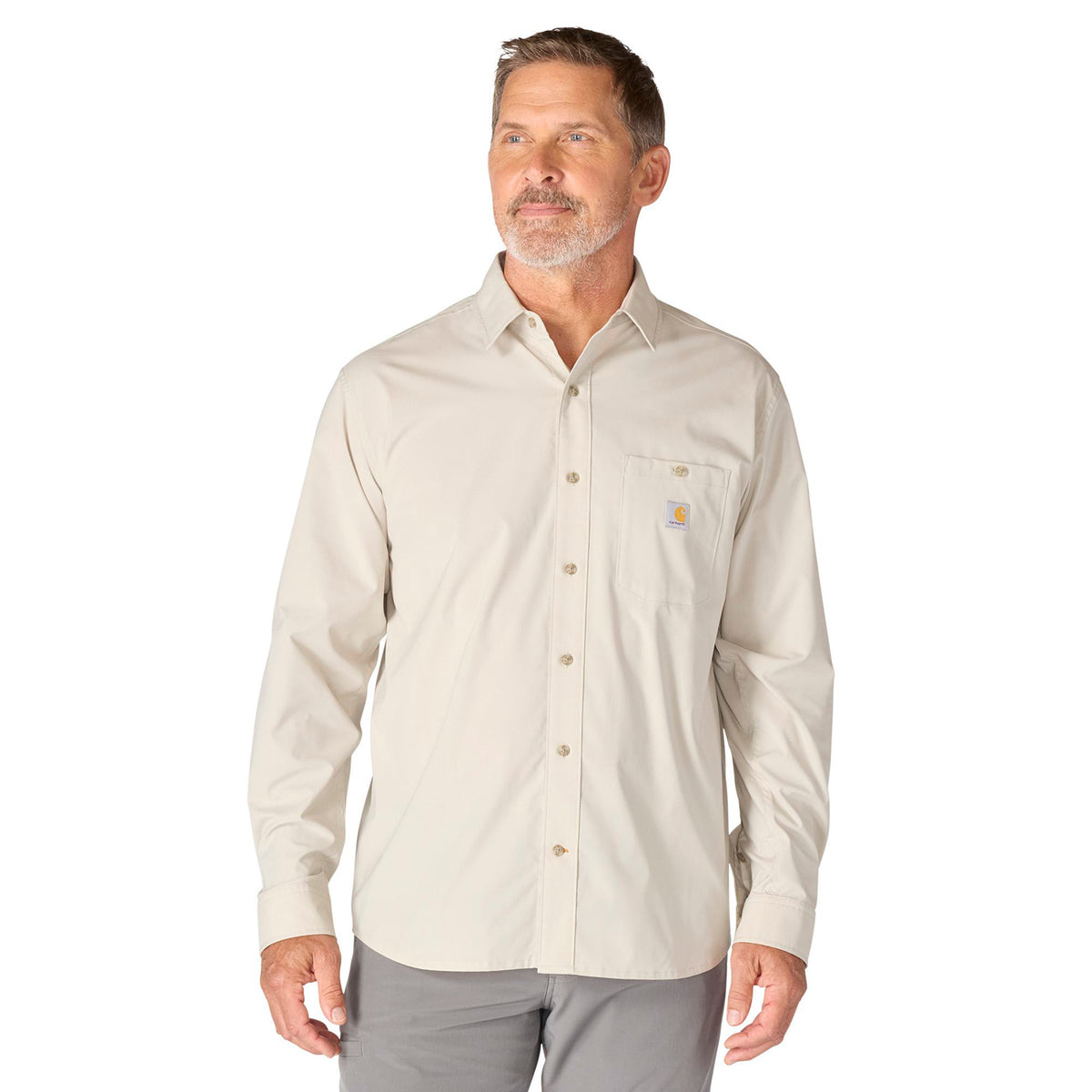Carhartt Men's Force Sun Defender™ Woven Relaxed Long Sleeve Shirt Work Shirts Carhartt Cobblestone 2XL Reg