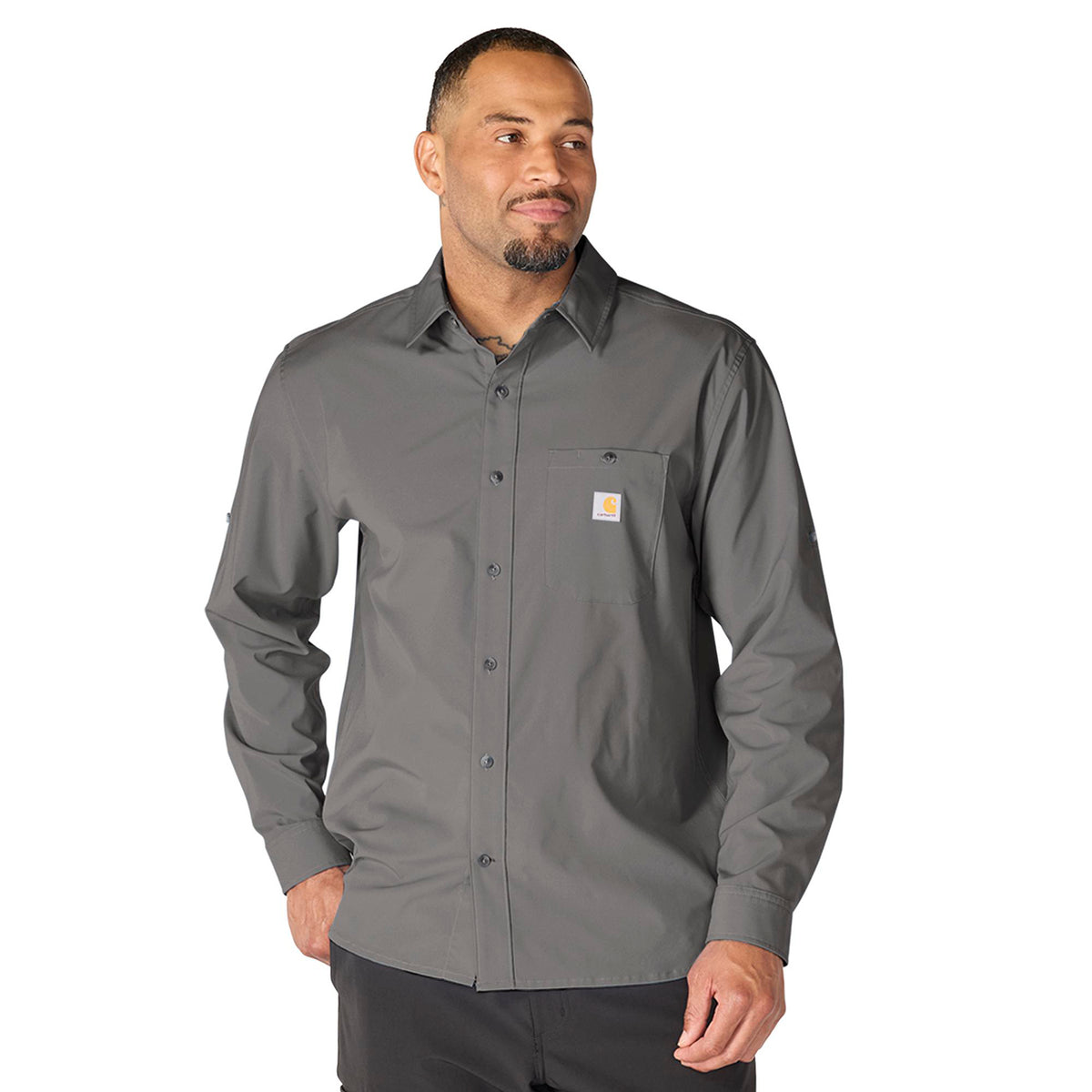 Carhartt Men's Force Sun Defender™ Woven Relaxed Long Sleeve Shirt Work Shirts Carhartt Steel 2XL Reg