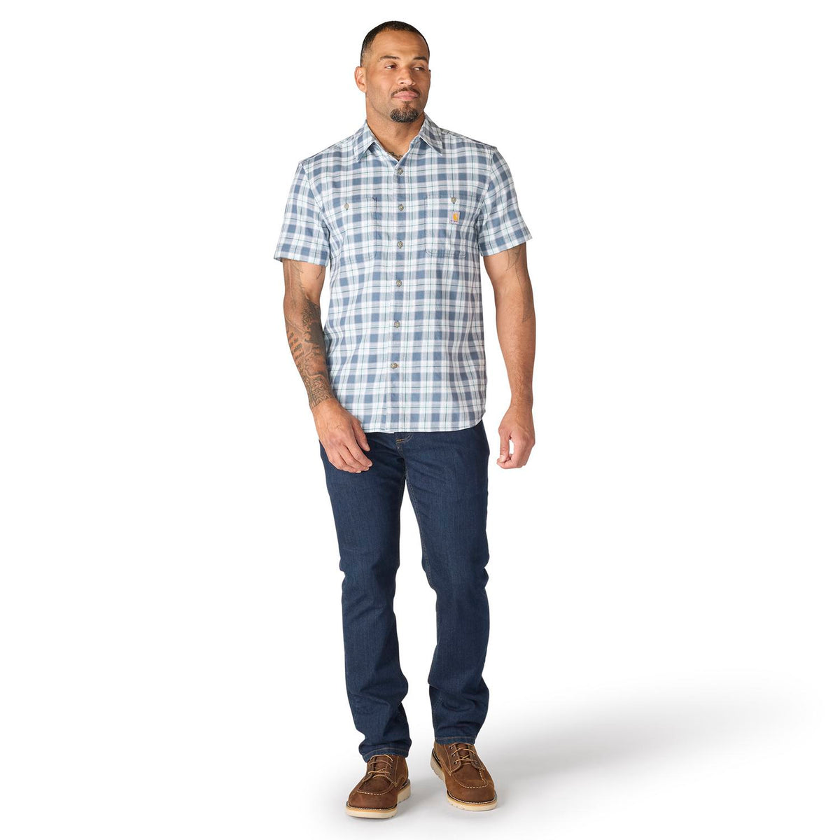 Carhartt Men's Bozeman Relaxed Short Sleeve Plaid Shirt Work Shirts Carhartt