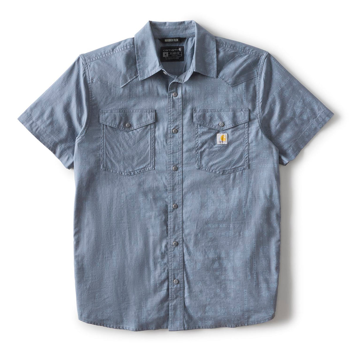 Carhartt Men's Montana Bozeman Relaxed Short Sleeve Plaid Shirt Work Shirts Carhartt Iron Blue Bandana Print 2XL Reg