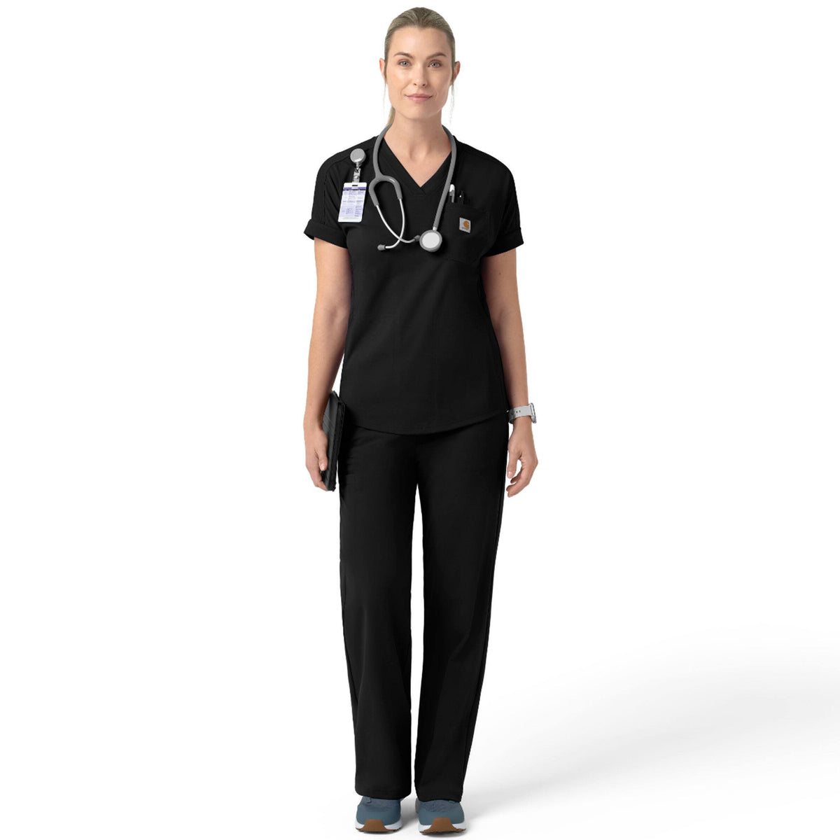 Carhartt Women's Force Cross-Flex Knit V-Neck Scrub Top Scrubs Carhartt