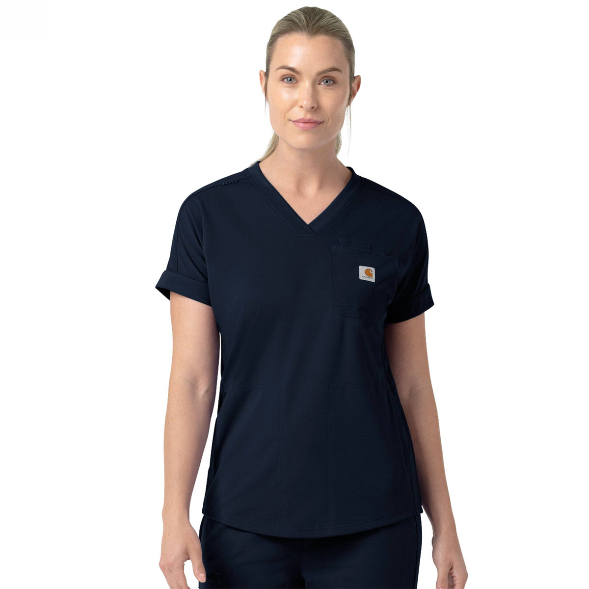 Carhartt Women's Force Cross-Flex Knit V-Neck Scrub Top Scrubs Carhartt Navy 2XL Reg