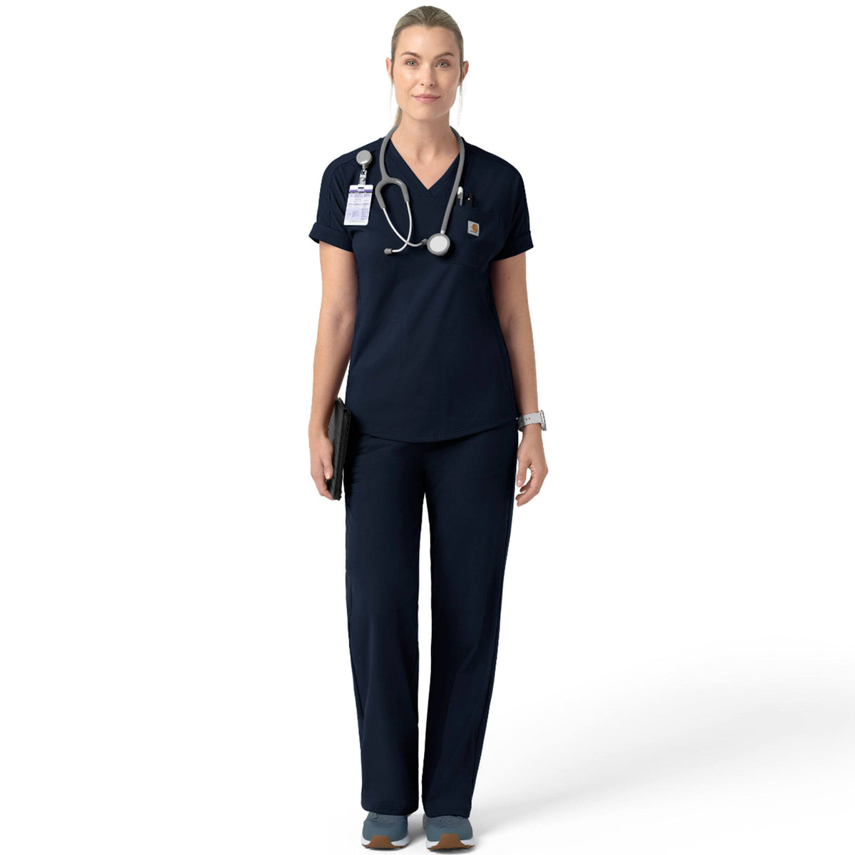 Carhartt Women's Force Cross-Flex Knit V-Neck Scrub Top Scrubs Carhartt