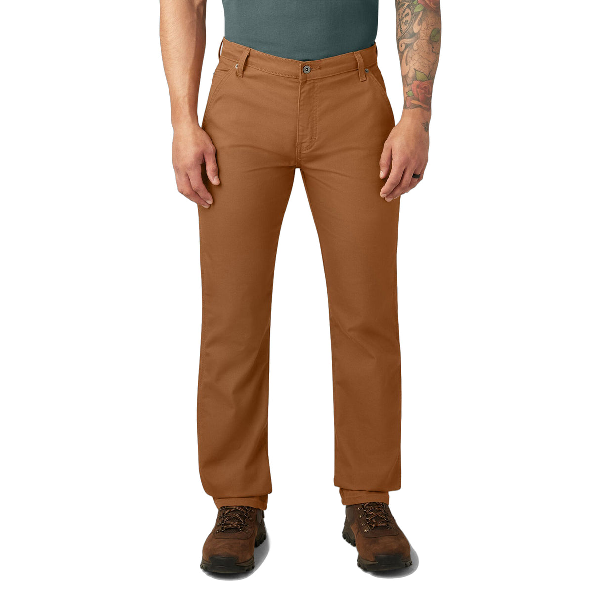 Dickies Men's FLEX Regular Fit Duck Carpenter Pants Pants Dickies Stonewashed Brown 30 30 Inseam