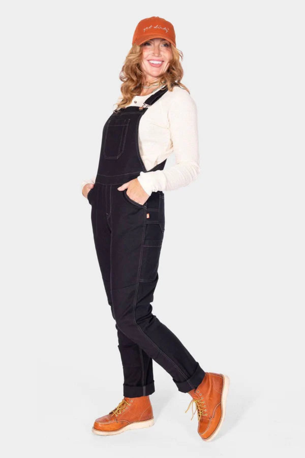Dovetail Workwear Women's GO TO Double-Knee Stretch Canvas Bib Bibs & Overalls Dovetail Workwear Carbon Black 10 30 Inseam