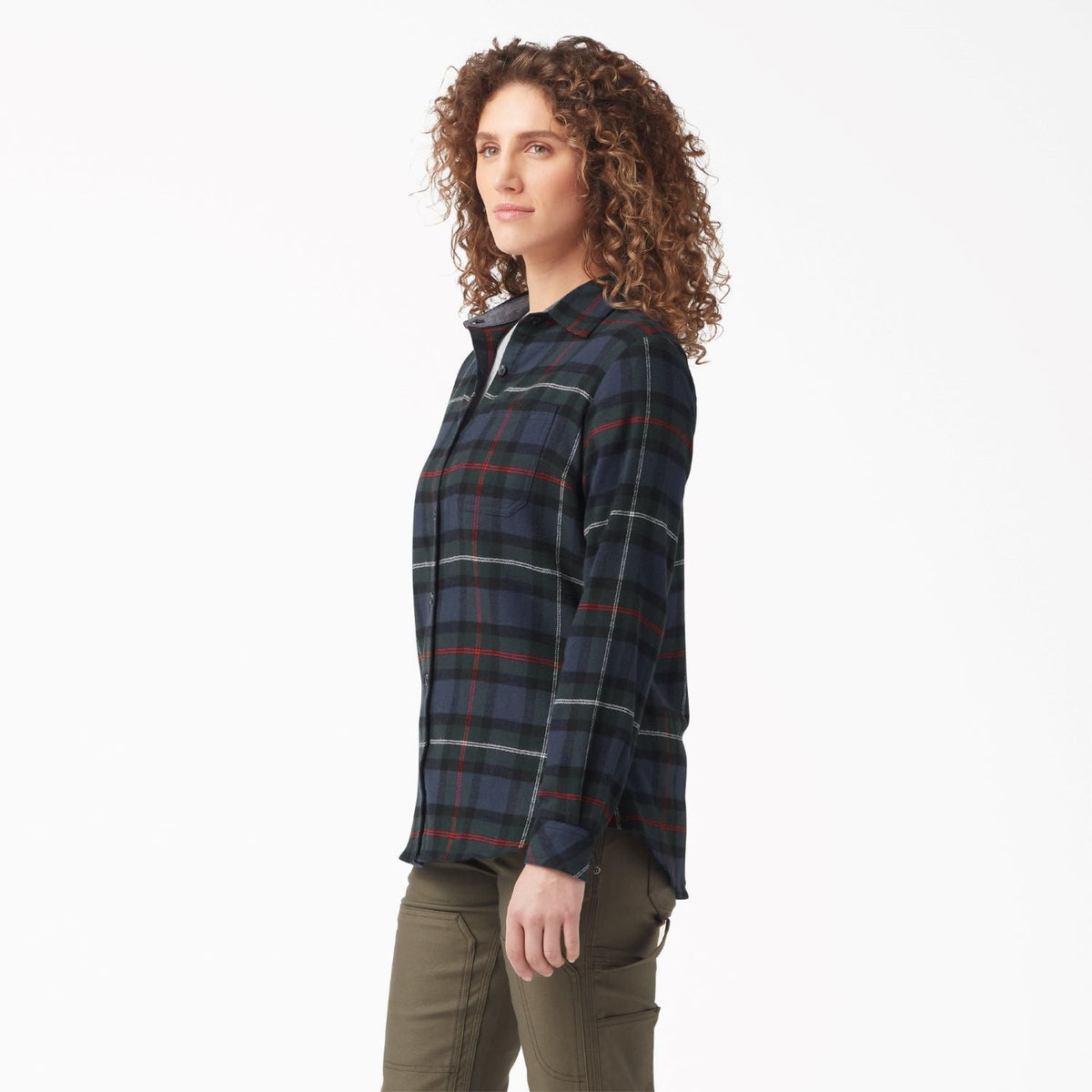 Dickies Women's Plaid Long Sleeve Flannel Shirt Work Shirts Dickies