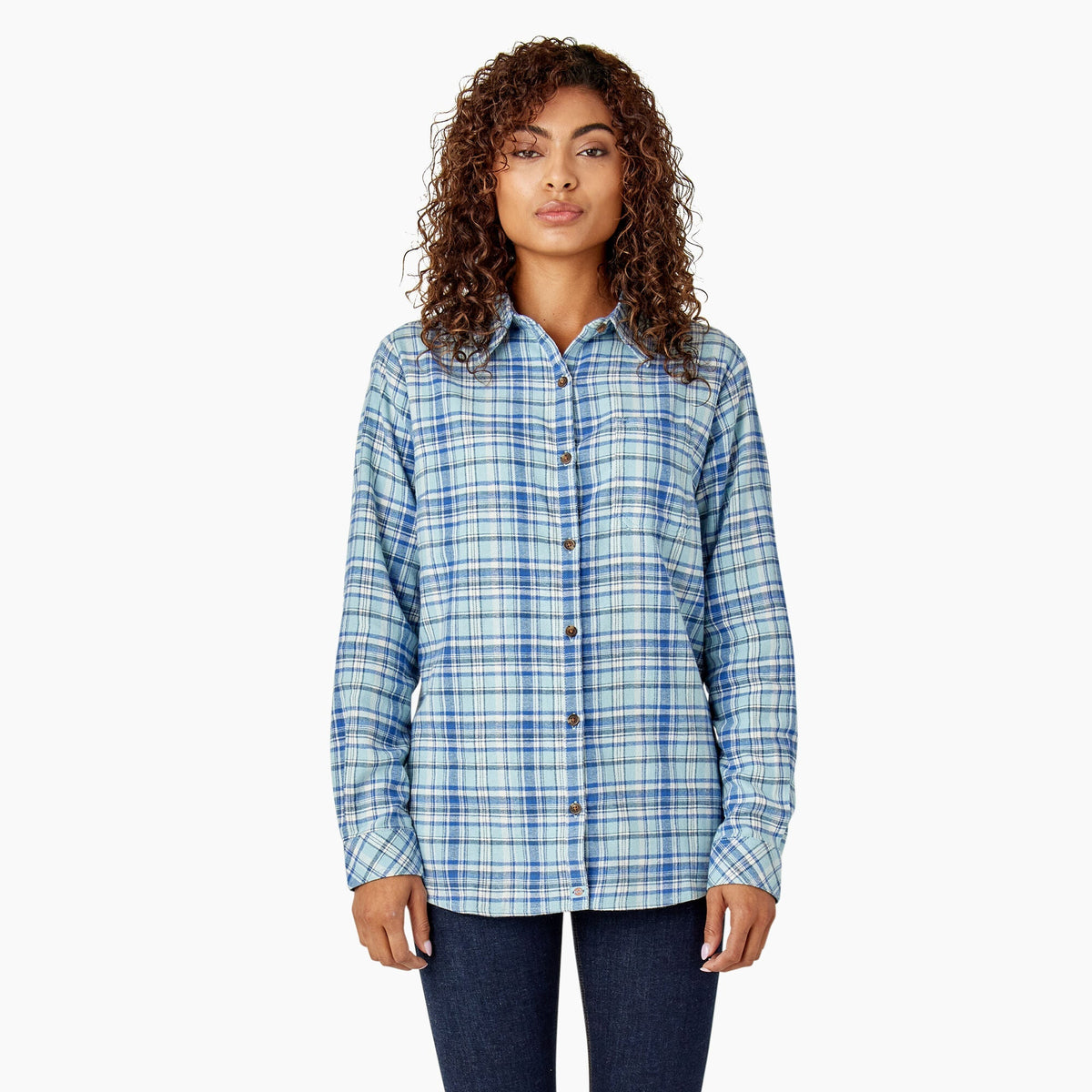 Dickies Women's Plaid Long Sleeve Flannel Shirt Work Shirts Dickies