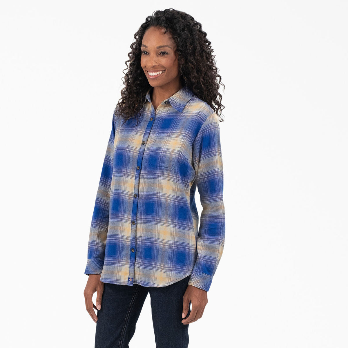 Dickies Women's Plaid Long Sleeve Flannel Shirt Work Shirts Dickies