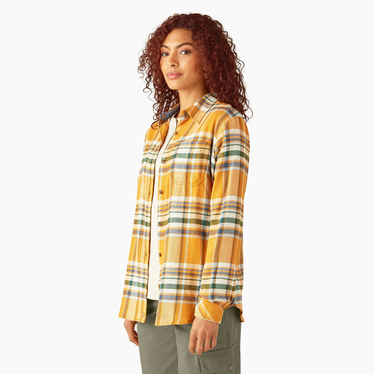 Dickies Women's Plaid Long Sleeve Flannel Shirt Work Shirts Dickies