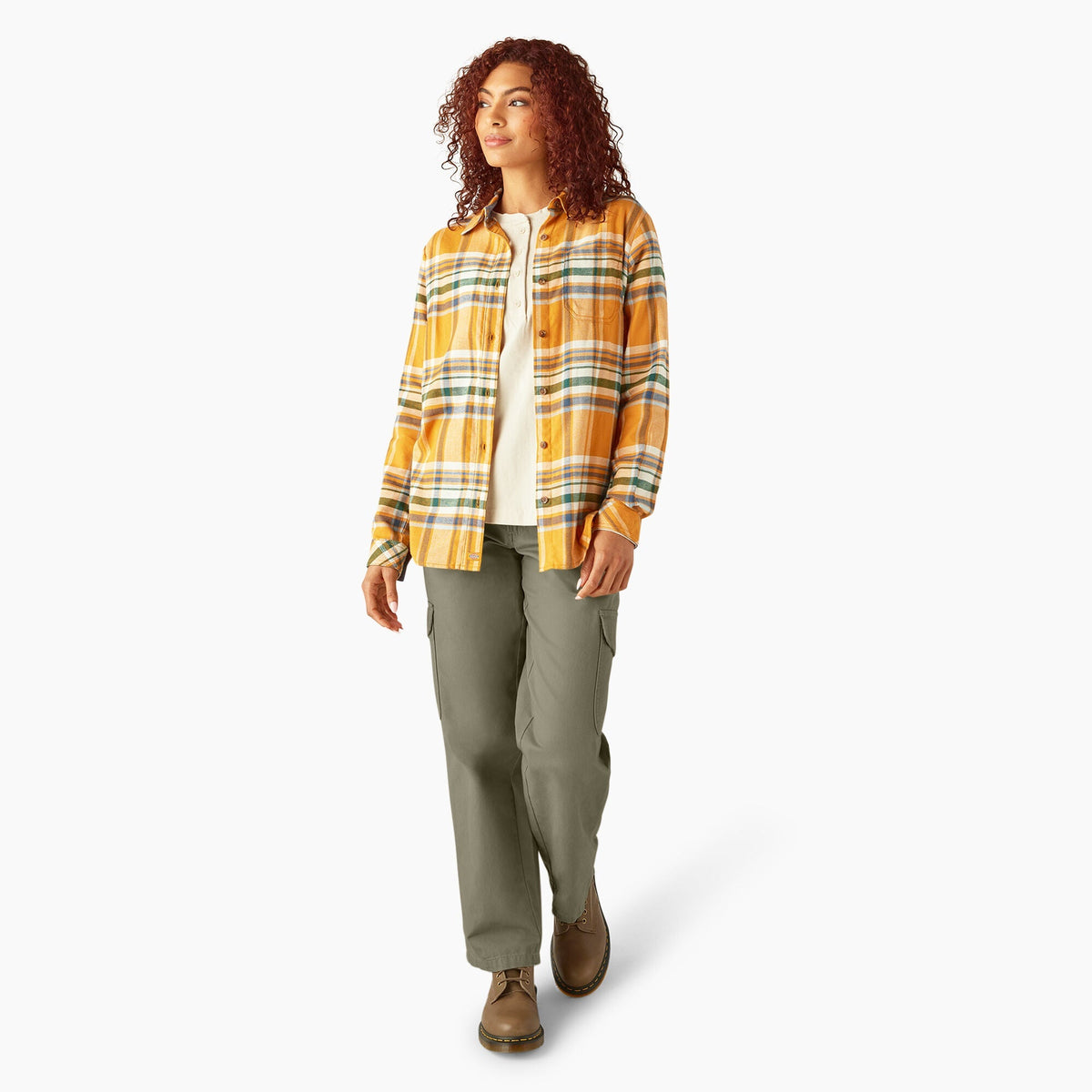 Dickies Women's Plaid Long Sleeve Flannel Shirt Work Shirts Dickies