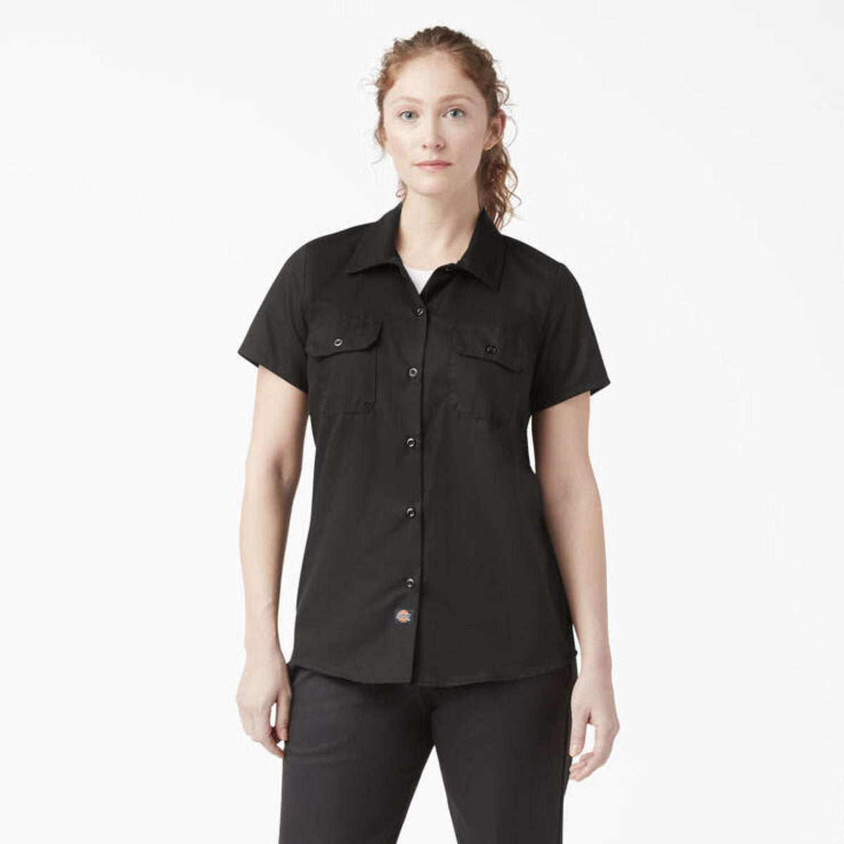 Dickies Women's 574 Original Button Short Sleeve Twill Work Shirt Work Shirts Dickies Dickies Black 2XL Reg