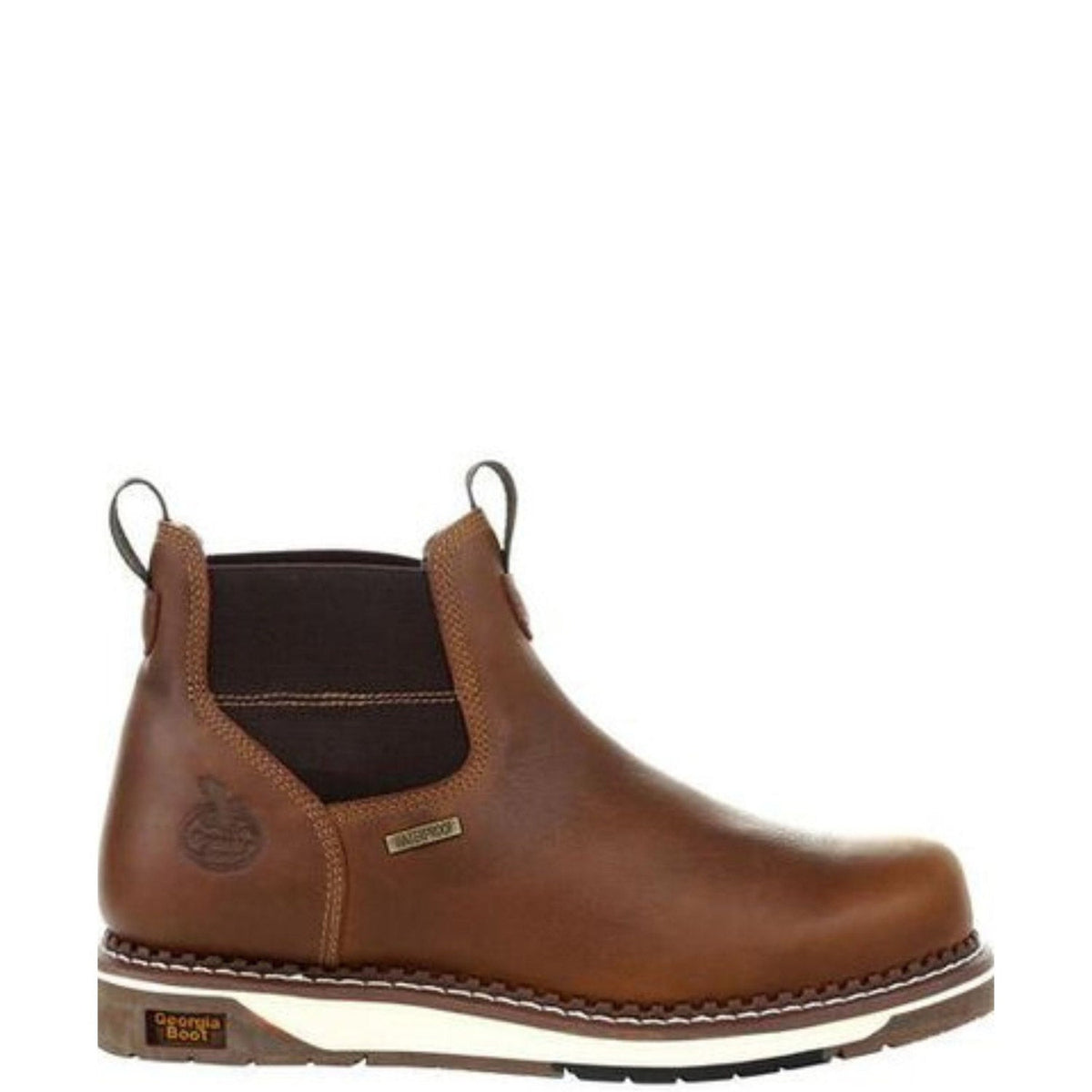 Georgia Boot Men's Wedge Sole 5" Waterproof EH Steel Toe Chelsea Boot Slip-On Shoes & Clogs Georgia Boot Brown 10 M