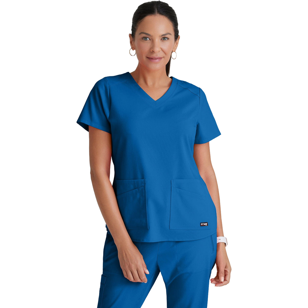 Grey's Anatomy Women's Stretch Emma 4-Pocket V-Neck Scrub Top Scrubs Grey's Anatomy New Royal 5XL Reg
