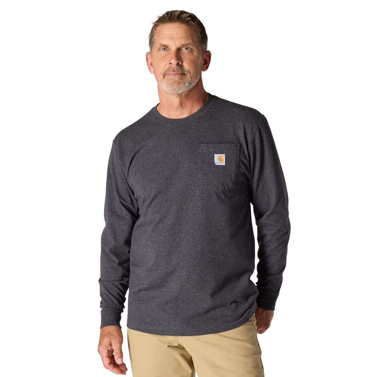 Carhartt Men's Long Sleeve Pocket T-Shirt Long Sleeve T-Shirts Carhartt Carbon Heather 2XL Reg
