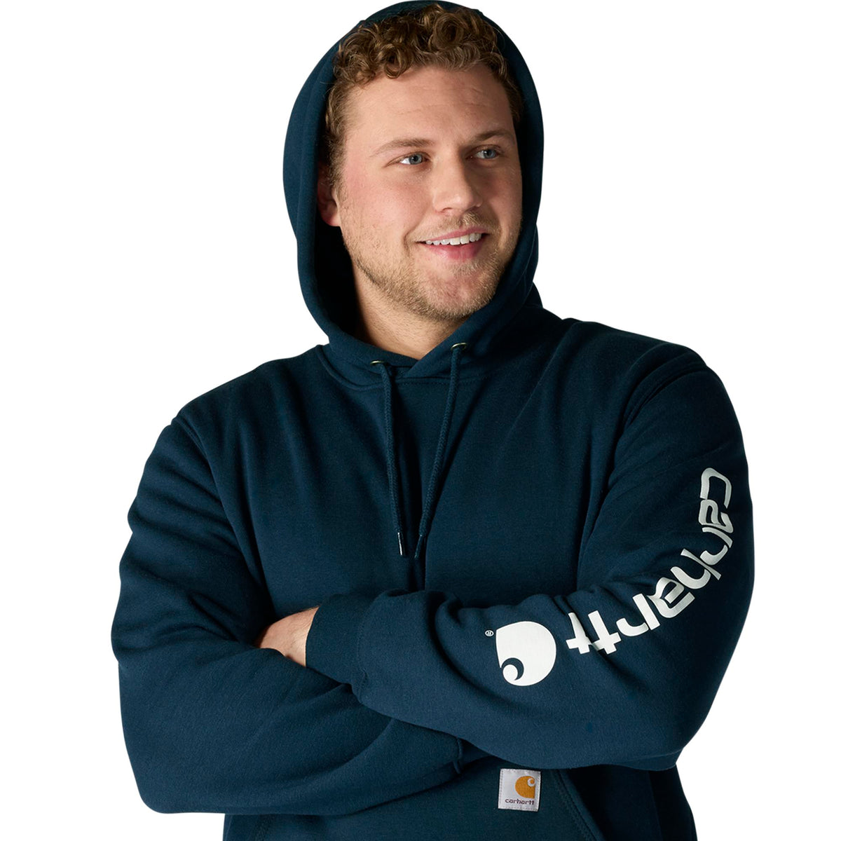 Carhartt Men's Signature Logo Hooded Pullover Sweatshirt Sweatshirts & Hoodies Carhartt