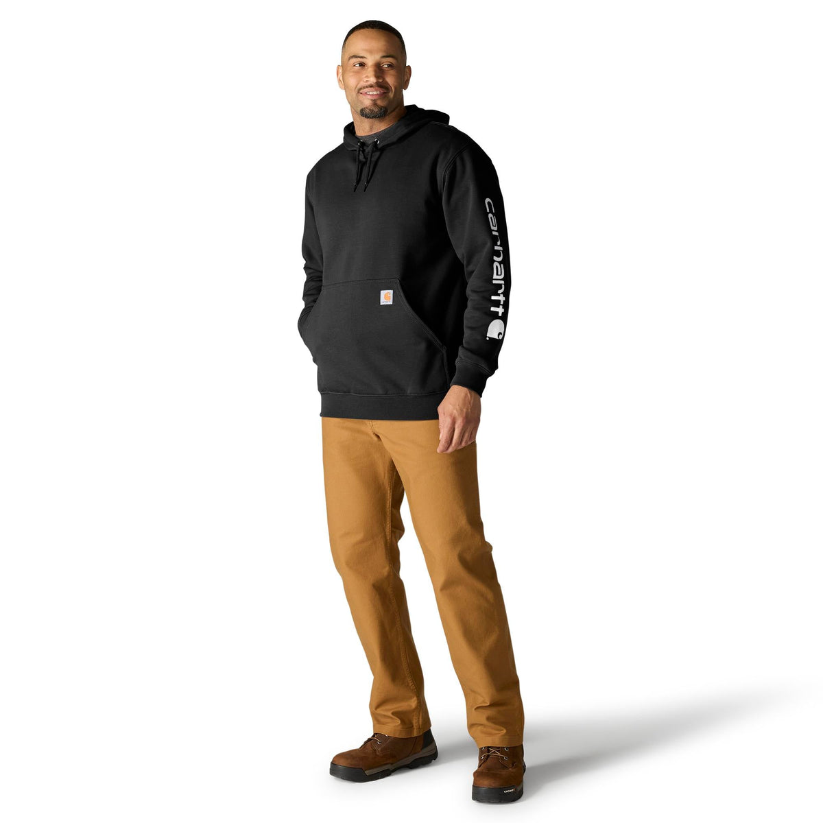 Carhartt Men's Signature Logo Hooded Pullover Sweatshirt Sweatshirts & Hoodies Carhartt