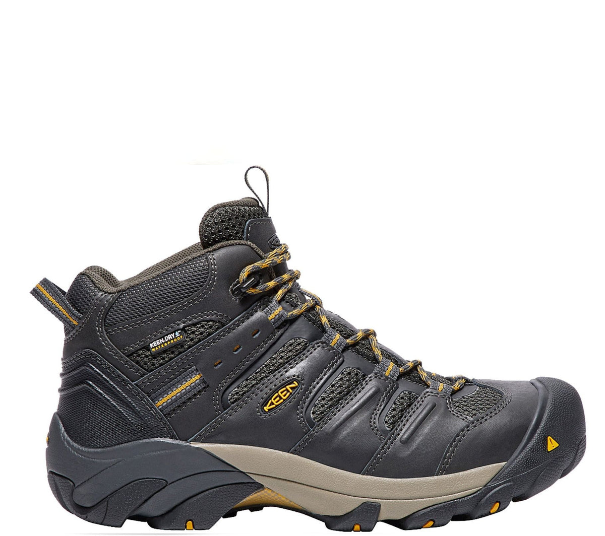 KEEN Utility Men's Lansing Mid Waterproof Steel Toe Work Boot Work Boots KEEN Utility Raven/Tawny Olive 10 2E