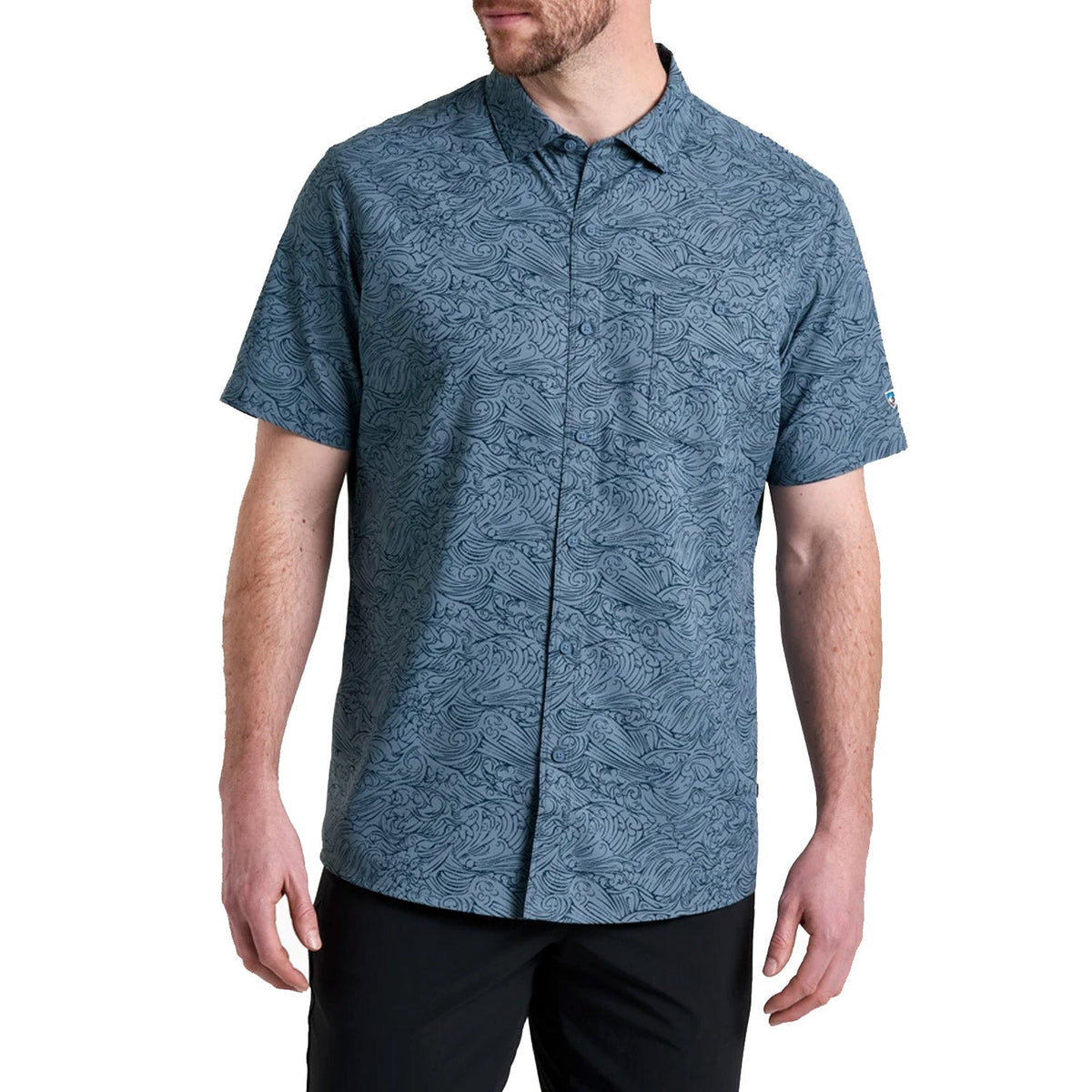 KÜHL Men's Persuadr UPF-50 Button-Down Short Sleeve Shirt Work Shirts KUHL Blue Steel 2XL Reg