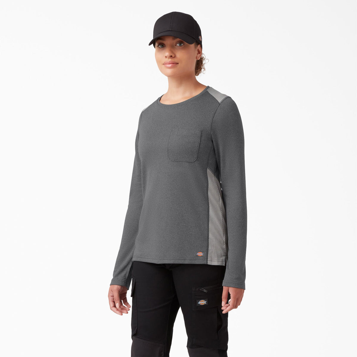 Dickies Women's Temp-IQ 365 Long Sleeve Pocket T-Shirt Long Sleeve T-Shirts Dickies Dark Gray Heather L Reg