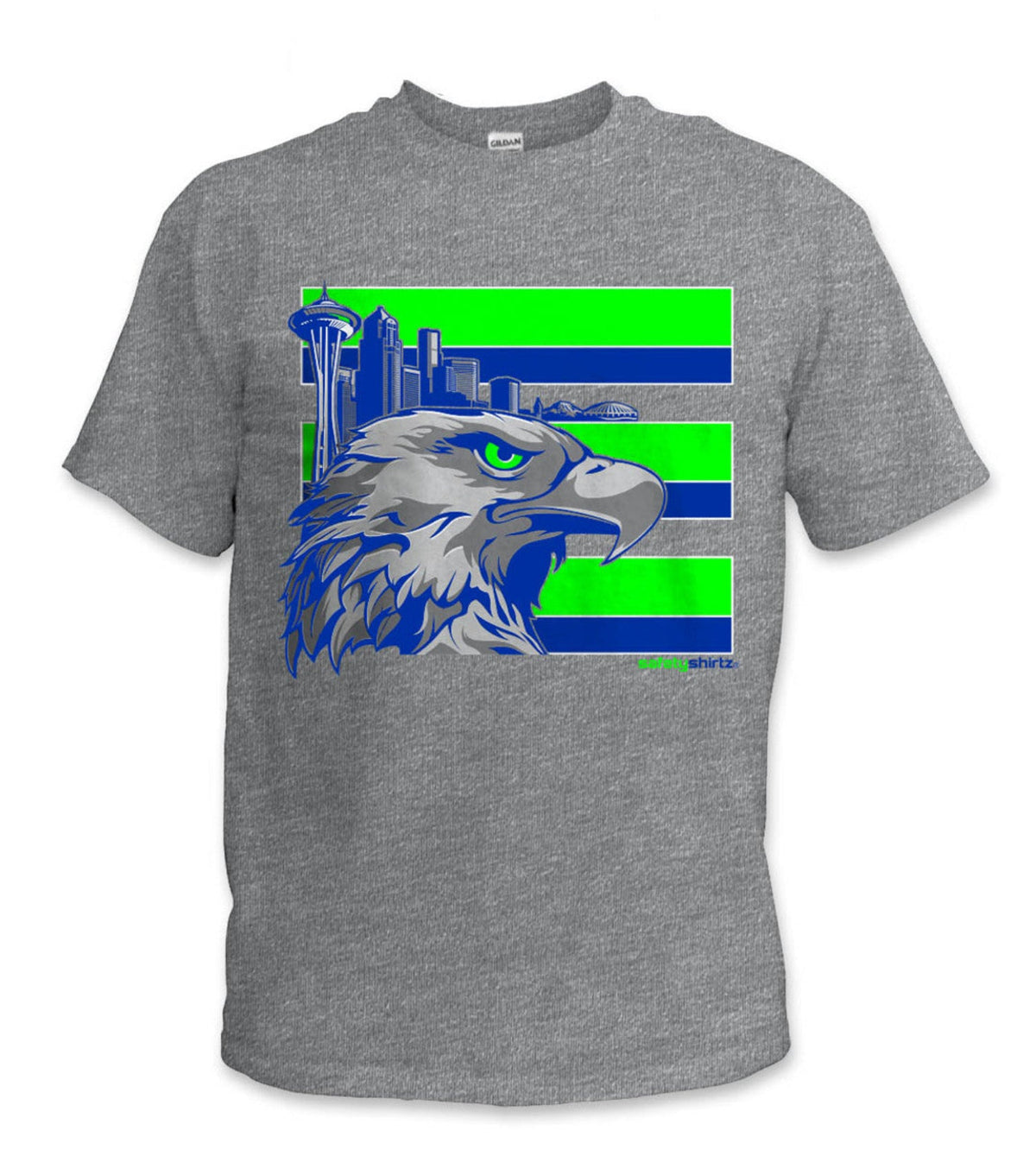 SafetyShirtz Throwback Seattle Graphic Short Sleeve T-Shirt T-Shirts SafetyShirtz Green/Blue/Sport Gray 2XL Reg
