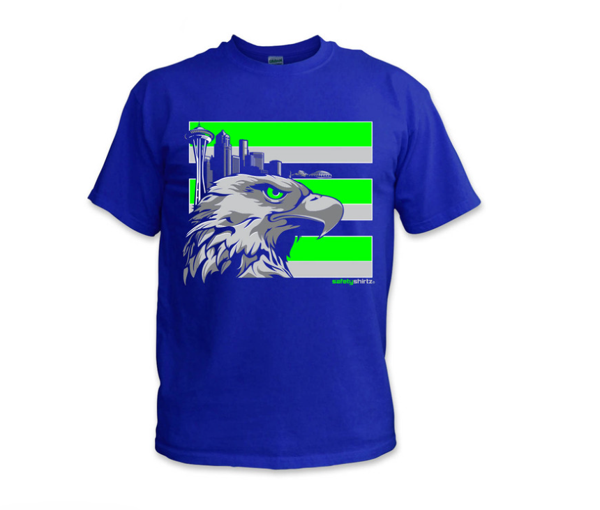 SafetyShirtz Throwback Seattle Hi-Vis Safety T-Shirt T-Shirts SafetyShirtz Royal Blue 2XL Reg