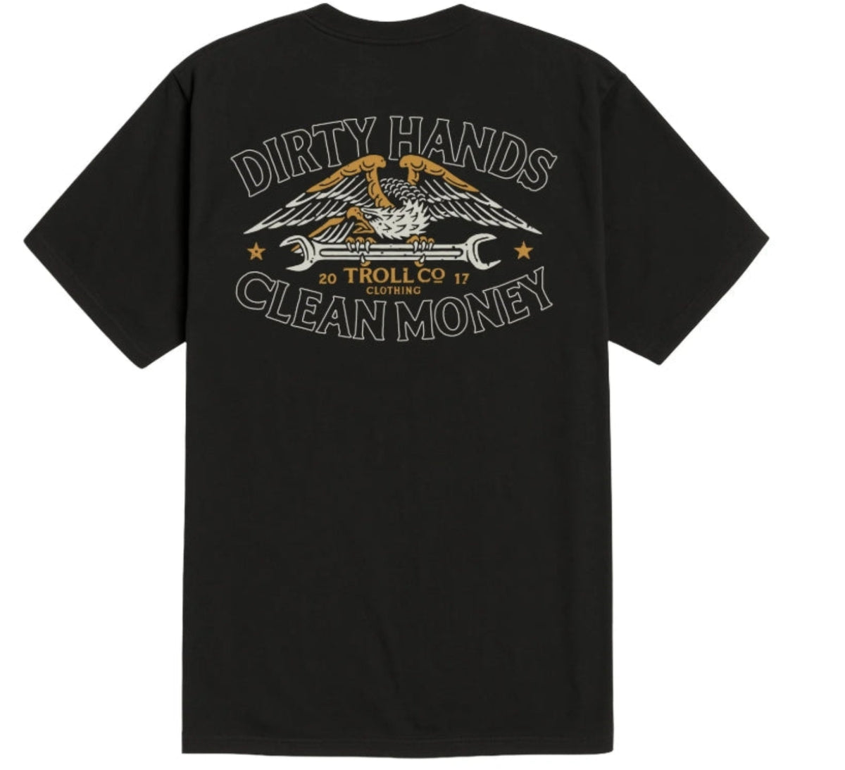 Troll Co. Men's "Dirty Hands Clean Money" Wing Spanner Graphic Short Sleeve T-Shirt T-Shirts Troll Co.