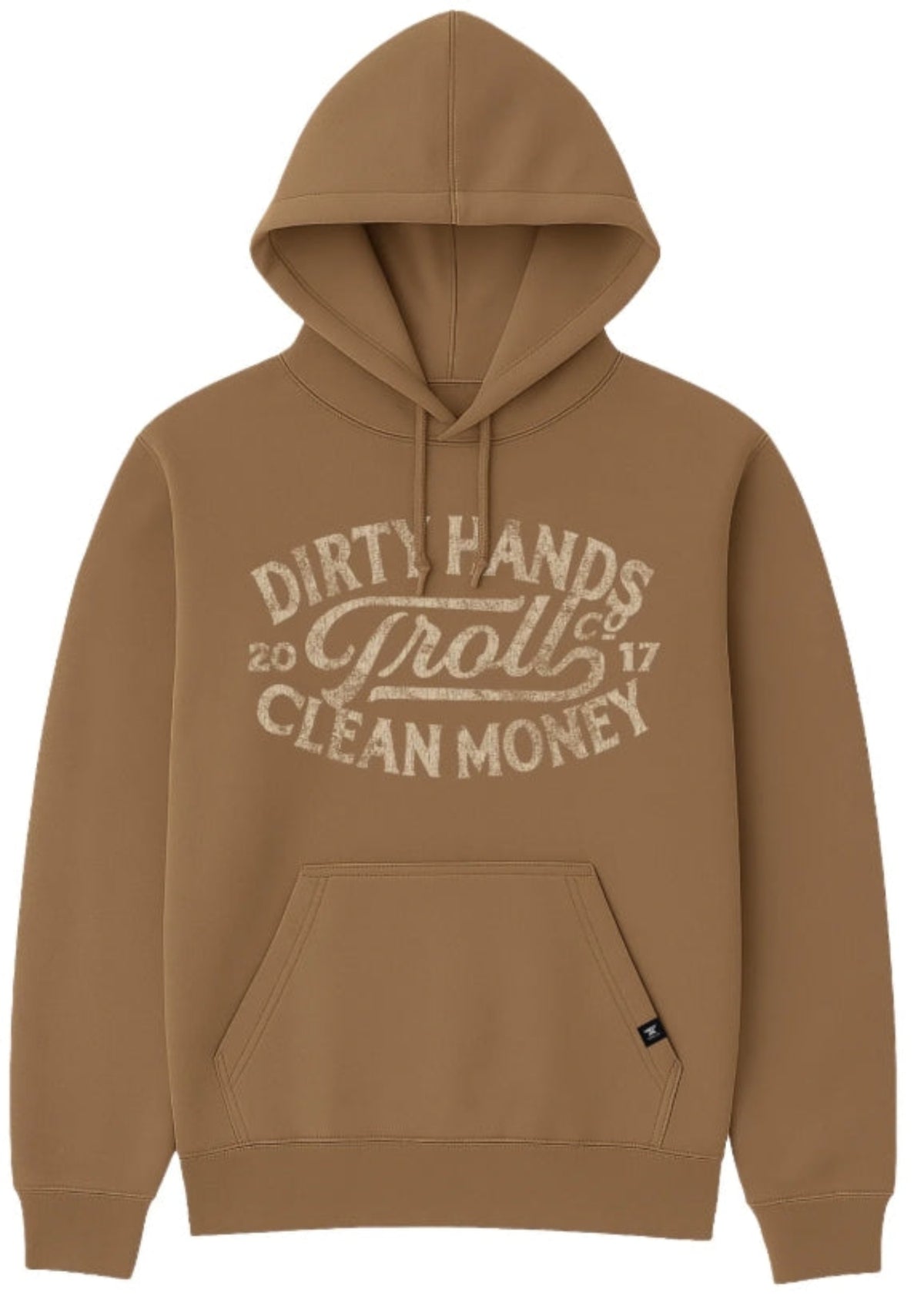 Troll Co. Women's "Dirty Hands Clean Money" Classic Model T Hoodie Sweatshirts & Hoodies Troll Co. Dark Tan 2XL Reg