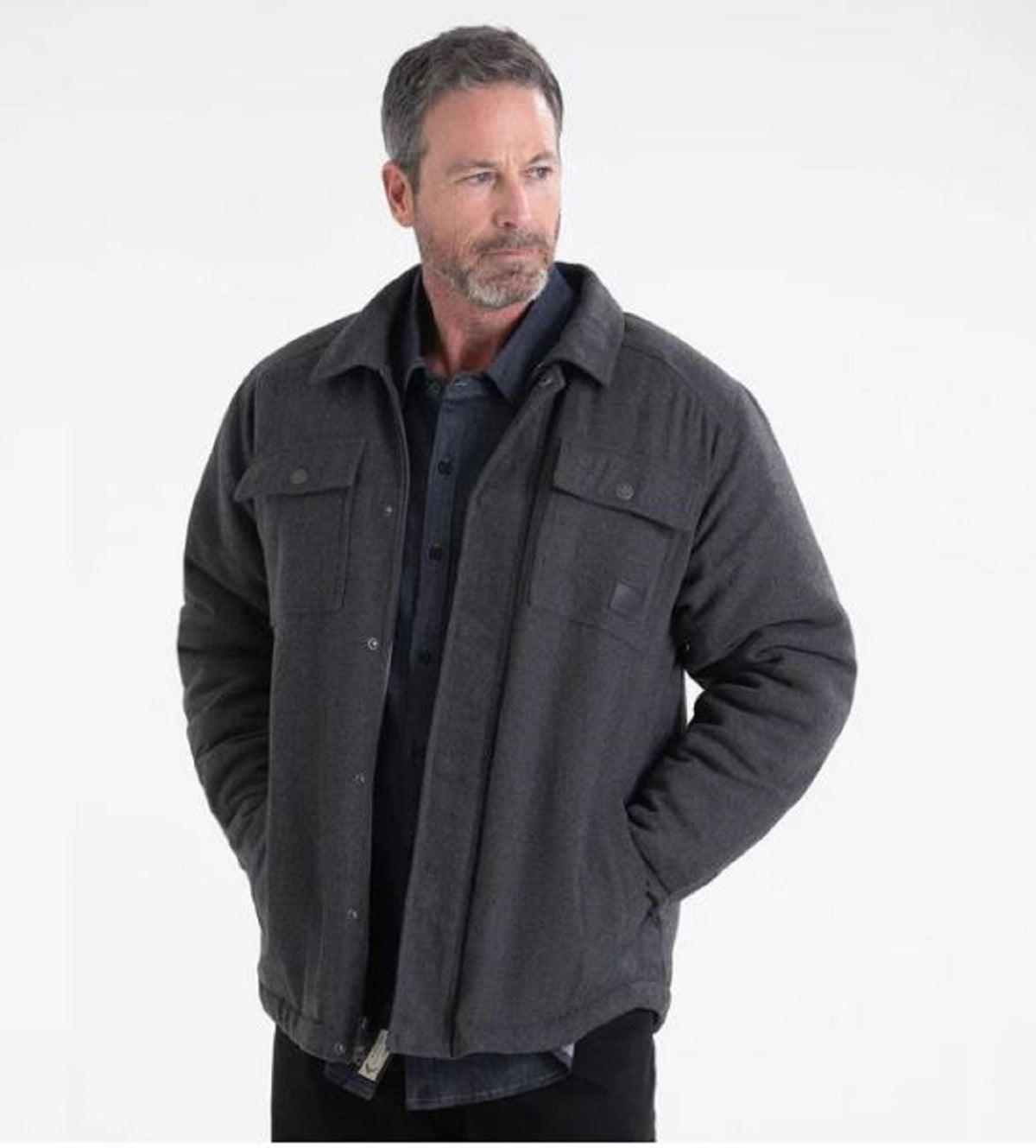 Thorogood Men's Merrill Heavyweight Berber-Lined Zip Shirt Jacket Jackets & Coats Thorogood Charcoal Melange 2XL Reg