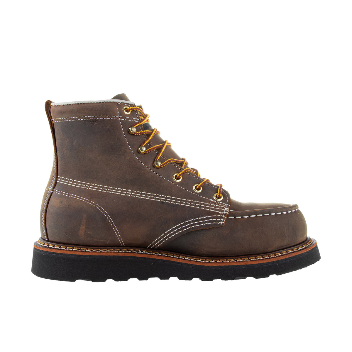 Thorogood Men's American Heritage 6" Moc Toe Black Maxwear Wedge Steel Toe Work Boots Thorogood Crazy Horse 10 2E