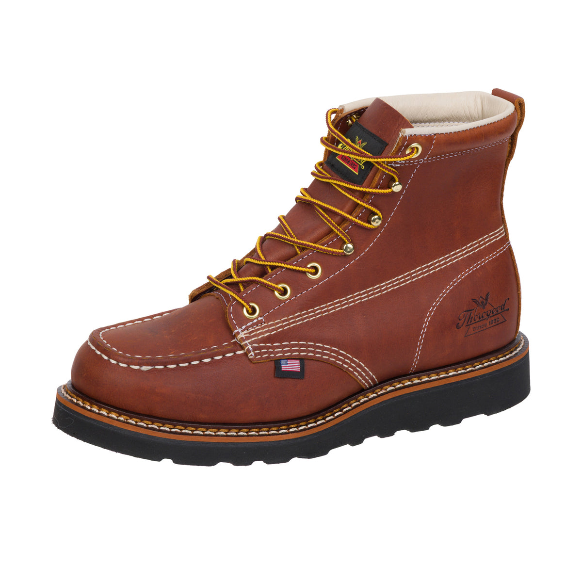 Thorogood Men's American Heritage 6" Moc Toe Black Wedge Boot Work Boots Thorogood