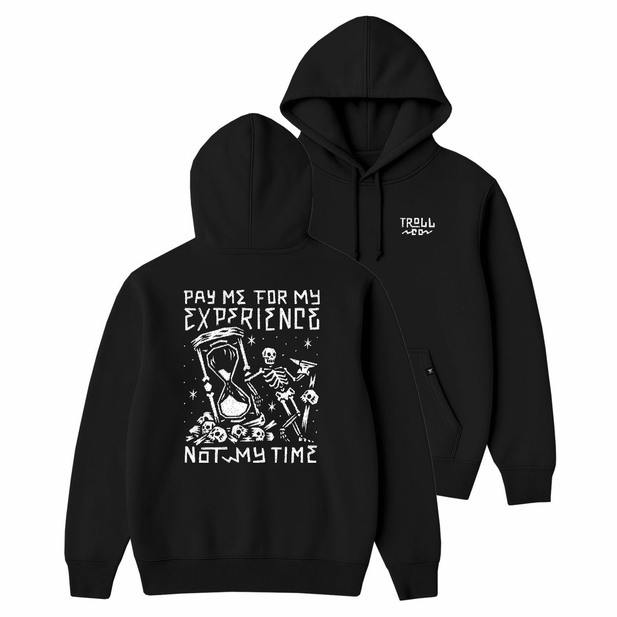 Troll Co. Men's Pay Me Hourglass Hoodie Sweatshirts & Hoodies Troll Co. Black 2XL Reg