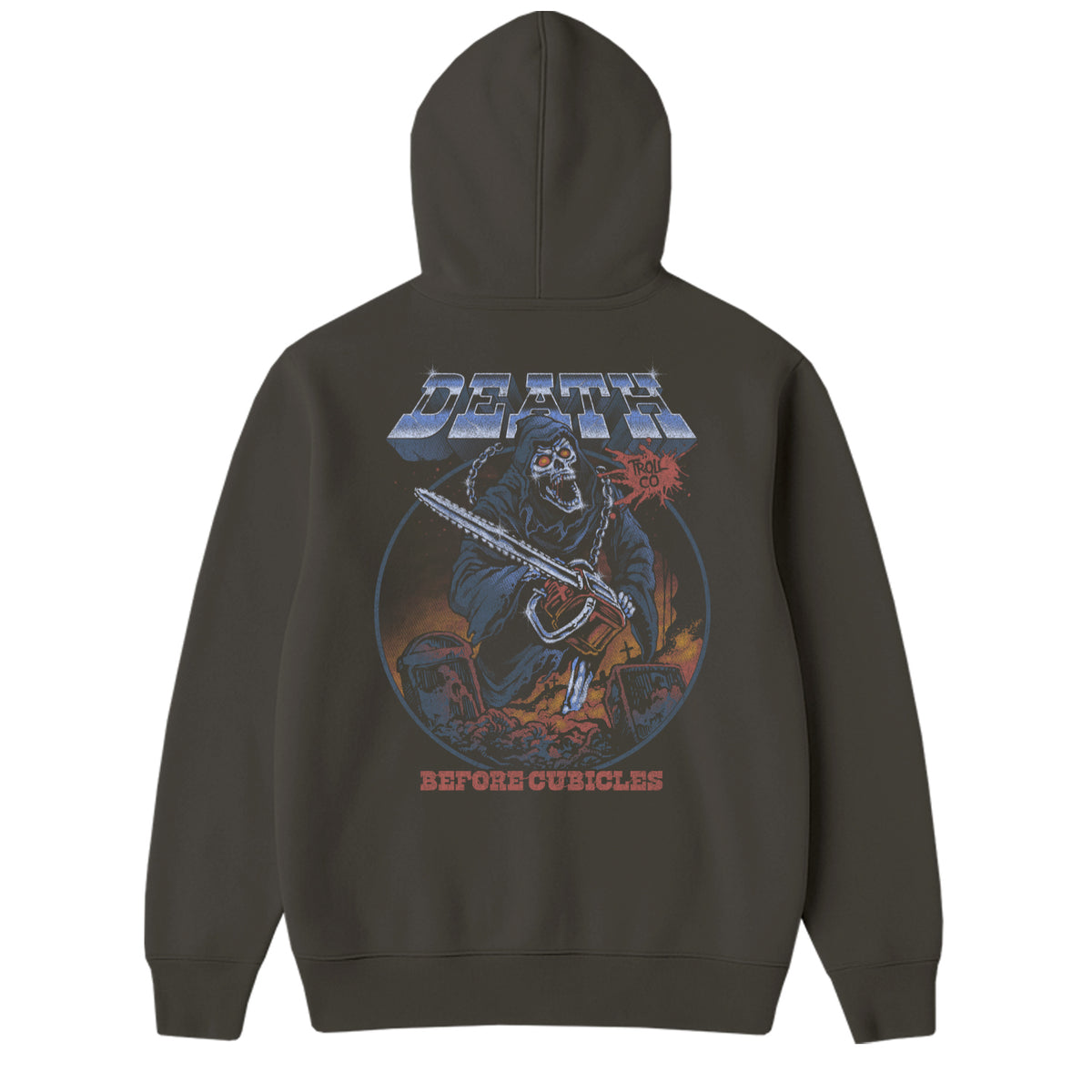 Troll Co. Reaper "Death Before Cubicles" Graphic Hoodie Sweatshirts & Hoodies Troll Co.