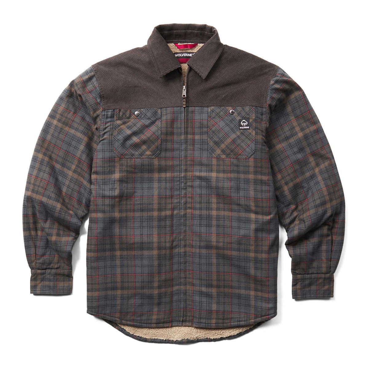 Wolverine Men's Marshall III Sherpa Full-Zip Shirt Jac Jackets & Coats Wolverine Granite 2XL Reg