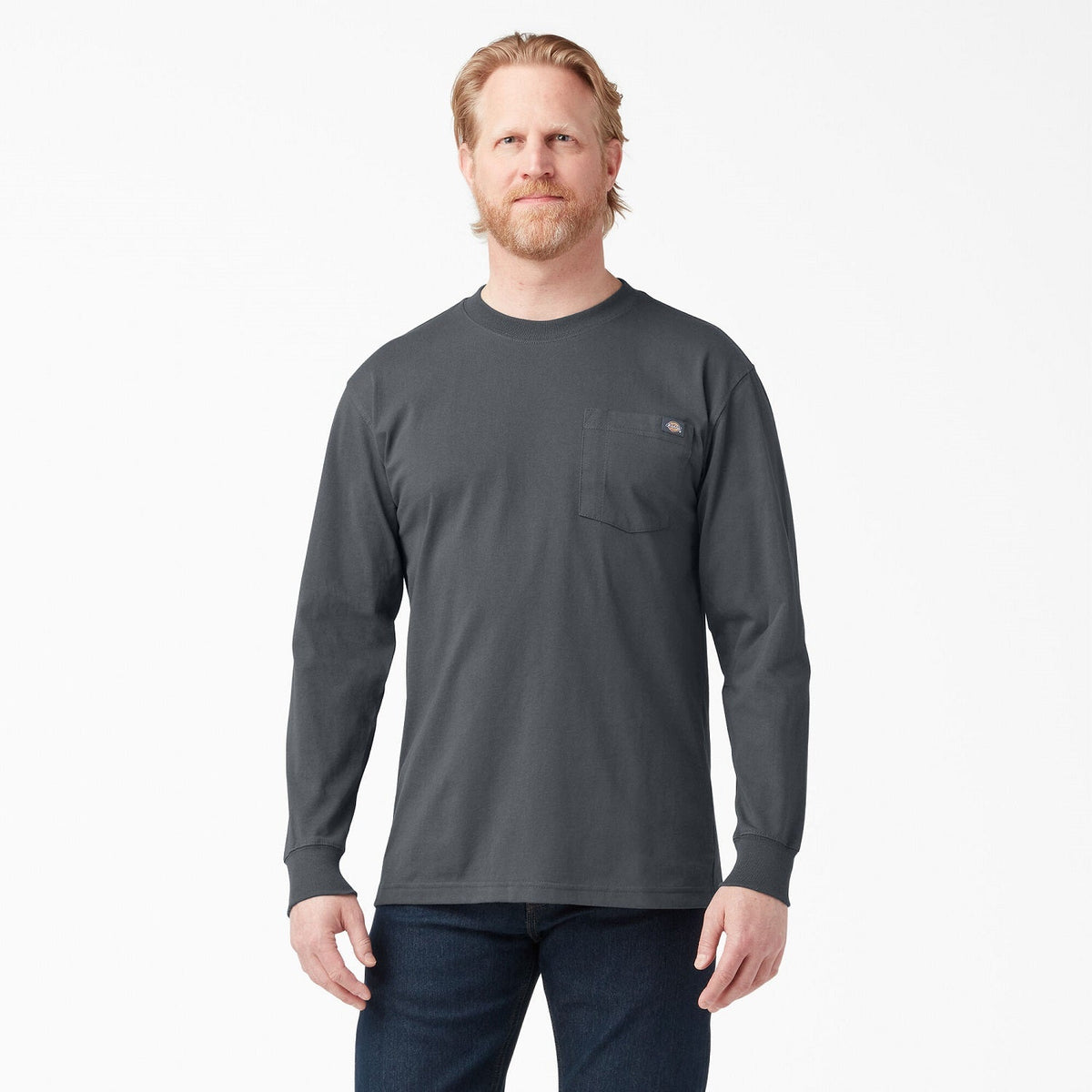 Dickies Men's Heavyweight Long Sleeve Crew Neck T-Shirt Long Sleeve T-Shirts Dickies Charcoal 2XL Reg