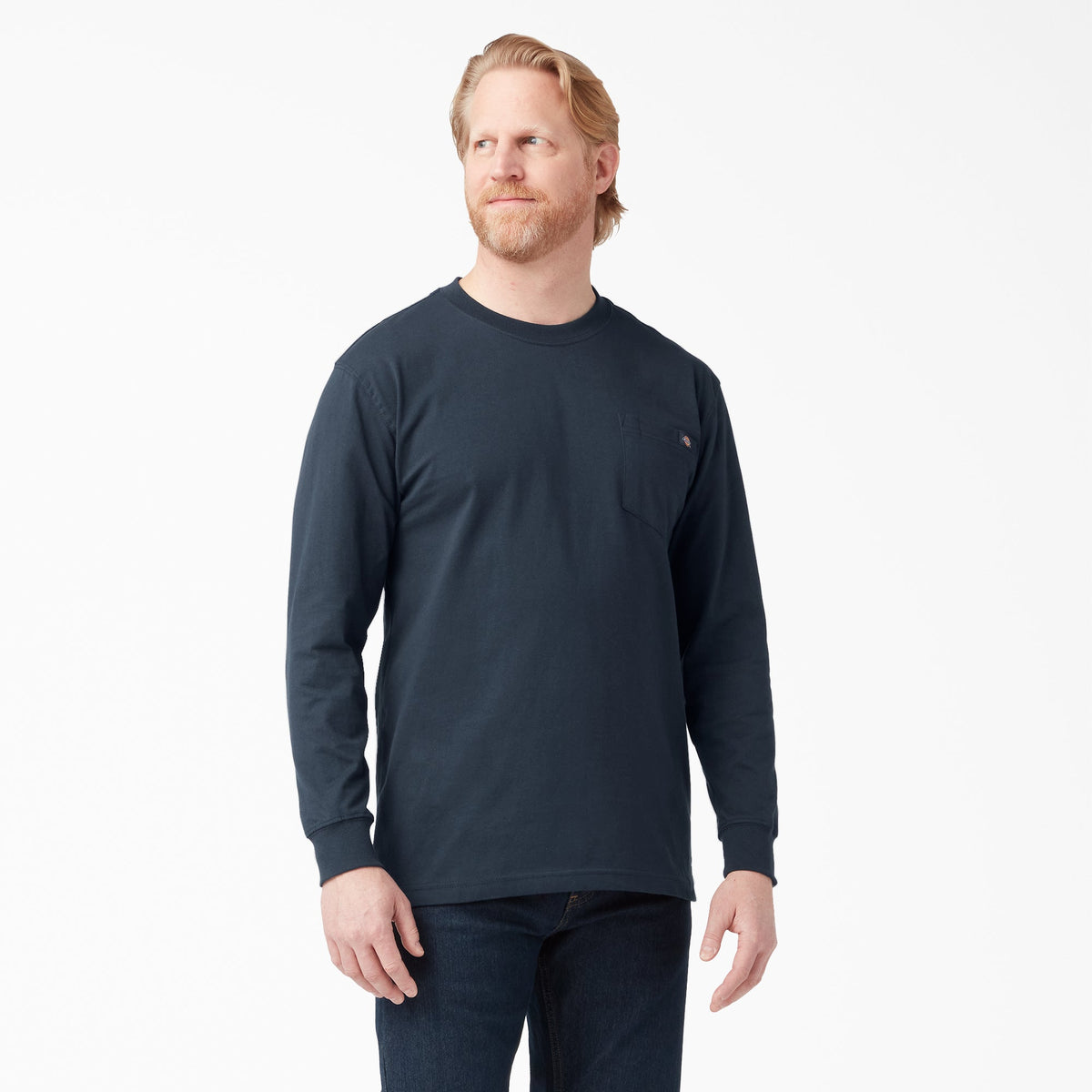 Dickies Men's Heavyweight Long Sleeve Crew Neck T-Shirt Long Sleeve T-Shirts Dickies Dark Navy 2XL Reg