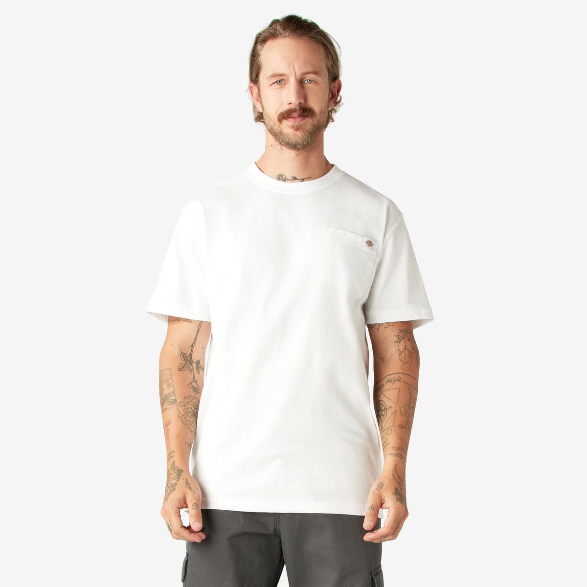 Dickies Men's Heavyweight Short Sleeve Pocket T-Shirt T-Shirts Dickies White 2XL Reg