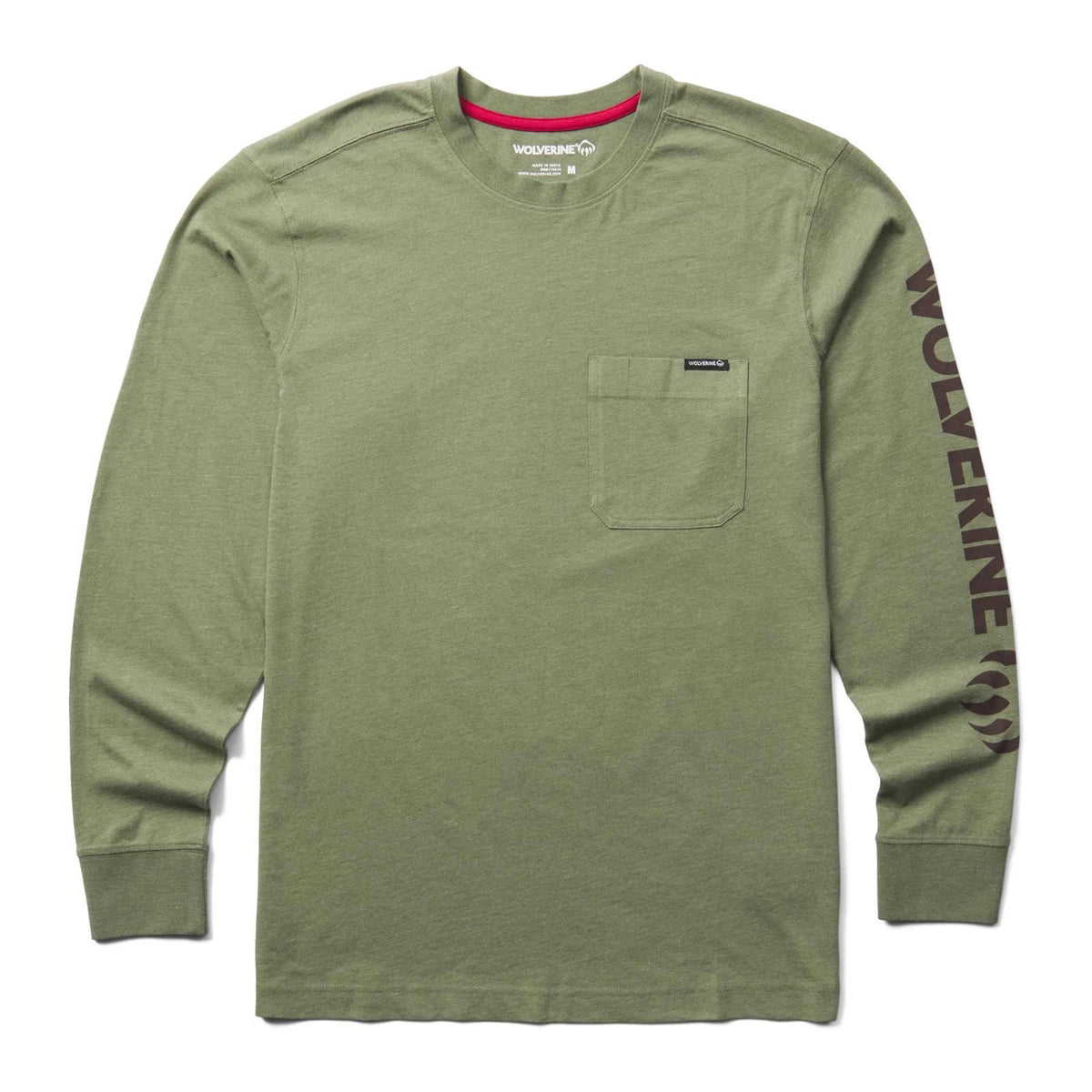 Wolverine Men's Classic Graphic Long Sleeve Pocket Tee Long Sleeve T-Shirts Wolverine Bronze Green 2XL Reg