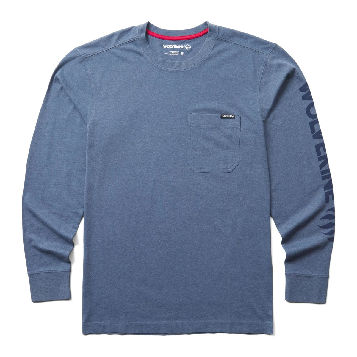 Wolverine Men's Classic Graphic Long Sleeve Pocket Tee Long Sleeve T-Shirts Wolverine Vintage Indigo 2XL Reg
