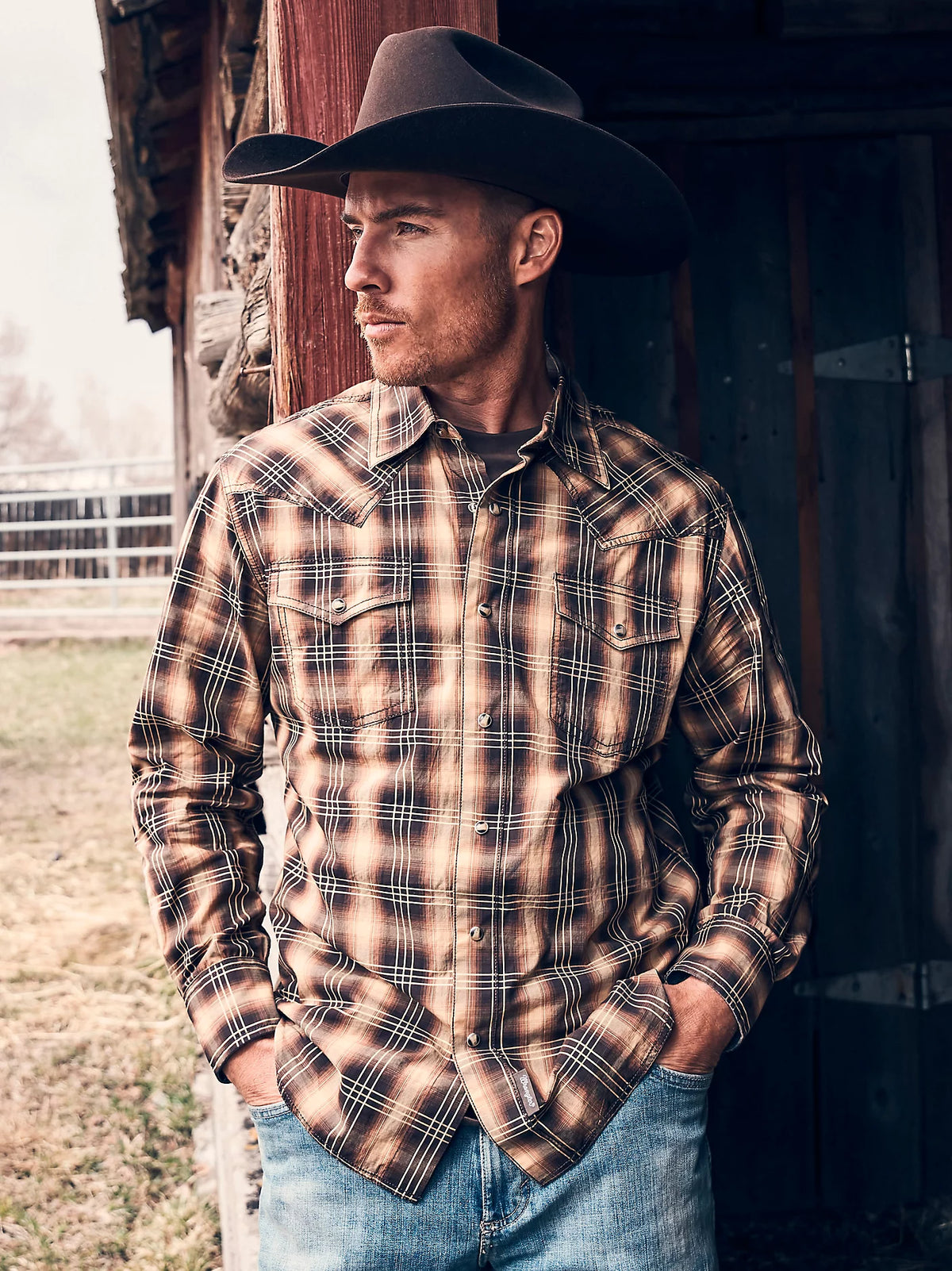 Wrangler Men's Retro® Premium Cotton Snap-Front Long Sleeve Work Shirt Work Shirts Wrangler