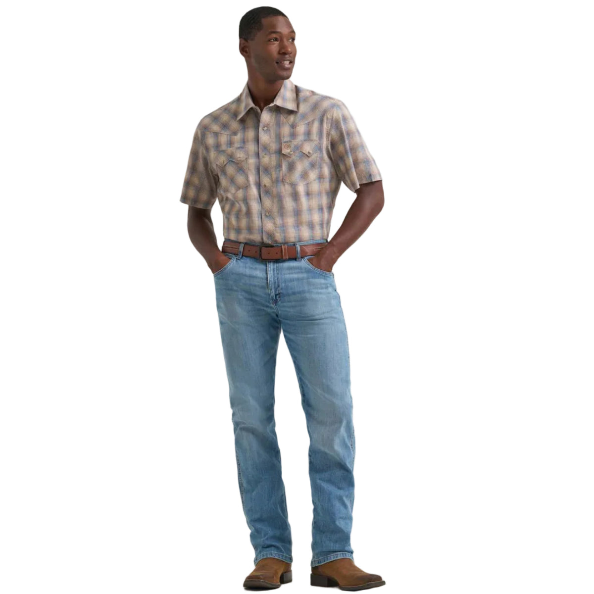 Wrangler Men's Wrangler Retro® Short Sleeve Sawtooth Pocket Western Snap Shirt Work Shirts Wrangler