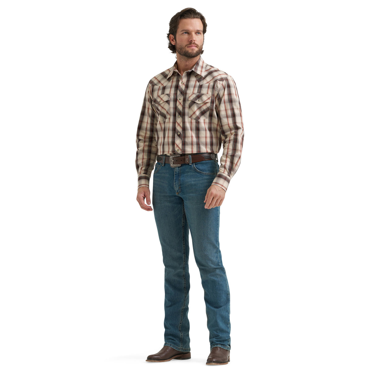 Wrangler Men's 20X Competition Advanced Comfort Long Sleeve Two Pocket Western Snap Shirt Work Shirts Wrangler