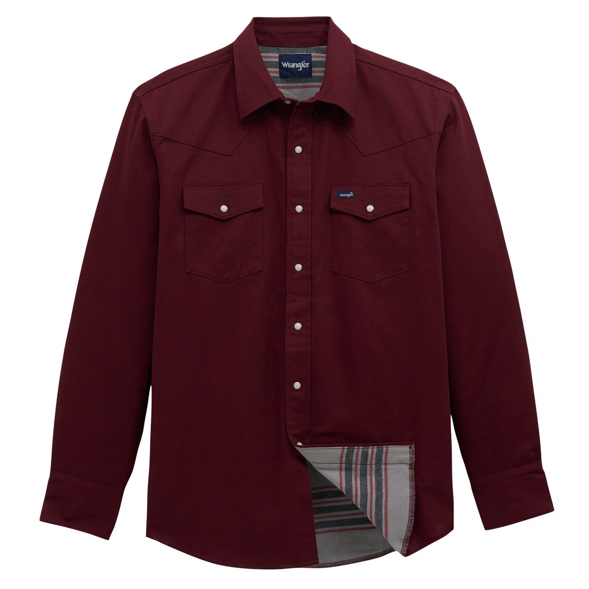 Wrangler Men's Long Sleeve Flannel Lined Solid Work Shirt Work Shirts Wrangler