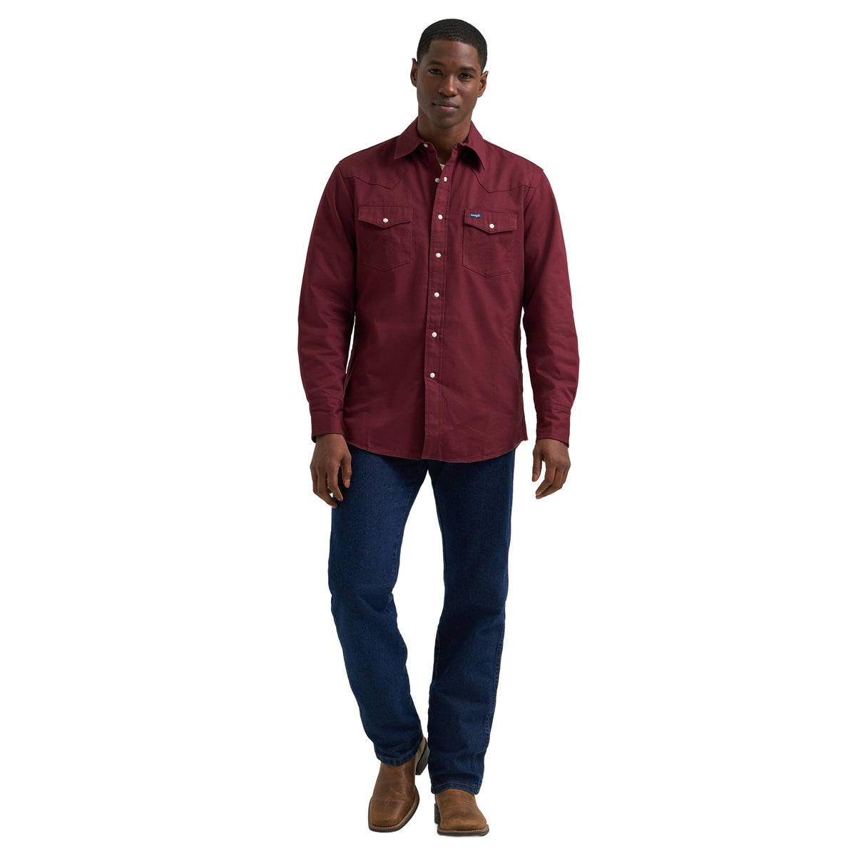 Wrangler Men's Long Sleeve Flannel Lined Solid Work Shirt Work Shirts Wrangler