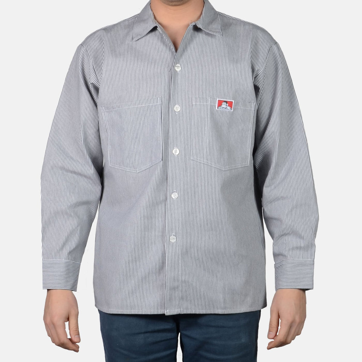 Ben Davis Men's Long Sleeve Button-Down Work Shirt Work Shirts Ben Davis Hickory 2XL Reg